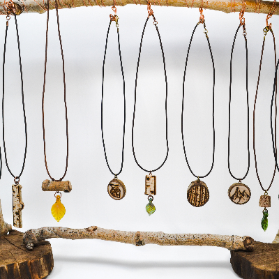 Wood Burned Necklaces And Earrings