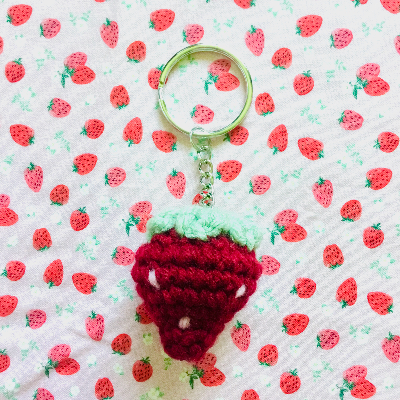 Cherry, Daisy, Heart, Strawberry Crochet Keychain