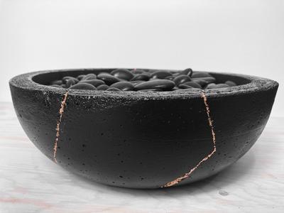 Black And Gold Concrete Fire Bowl