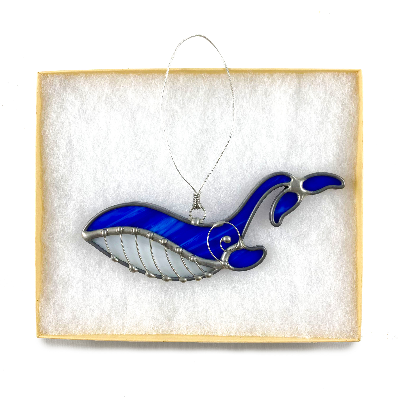 Stained Glass Whale Ornament