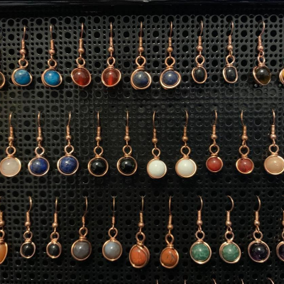 Copper Wire Stone Earrings