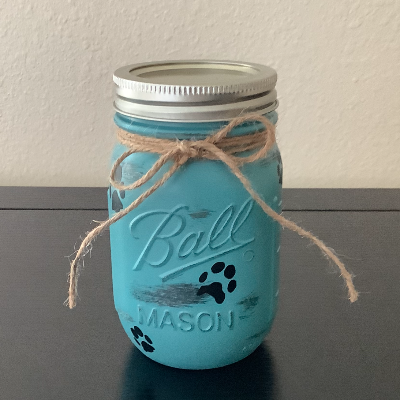 Mason Jar - Turquoise Small 16 Oz. Regular Mouth Black Paws
