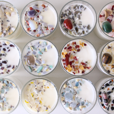 Zodiac Candles For Each Astrological Sign, With Crystals, Herbs, And Florals Inside