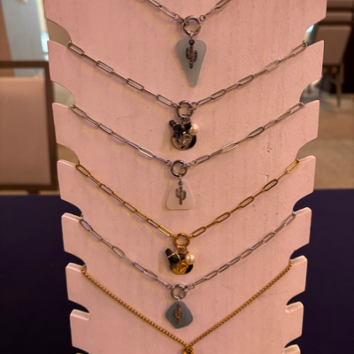 Cluster Charm Necklace With Shark Tooth And Nautilus Charm