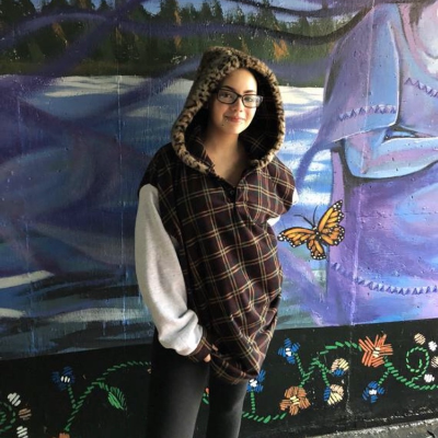 Henley Hoodie With Animal Print Hood