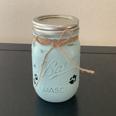 Mason Jar - Blue Sea Small 16 Oz. Regular Mouth Black Paws