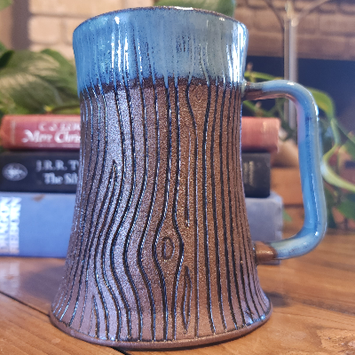 Handmade Ceramic Stein - Prancing Pony - Blue