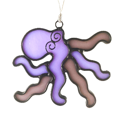 Stained Glass Octopus Ornament