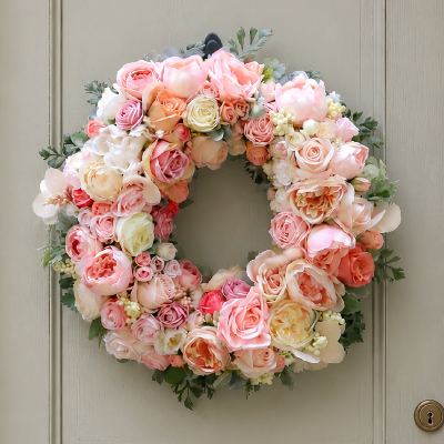 No. 1 Blush Collection Luxury Faux Floral Front Door Wreath I 24"