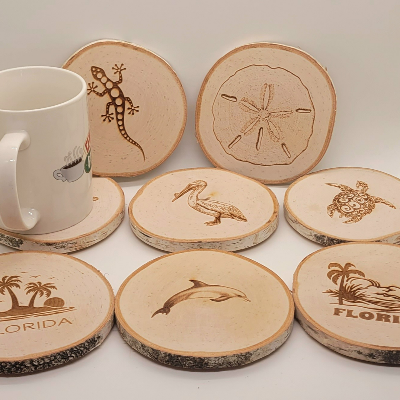 Custom Etched Wood Coasters - Set Of 4