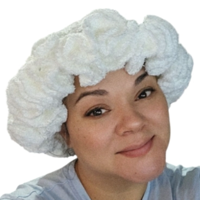 Fluffy Ruffled Handmade Crochet Hat White