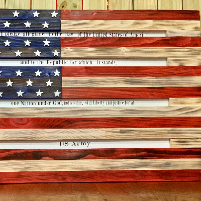 Wood Flag With The Pledge Of Allegiance