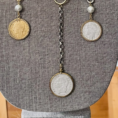 Vintage Coind/Medal Pendant Necklaces- Paris Flea Market Finds