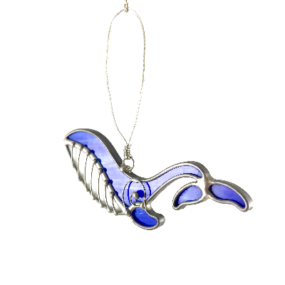 Stained Glass Whale Ornament