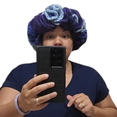 Handmade Crochet Hat Blue + Purple