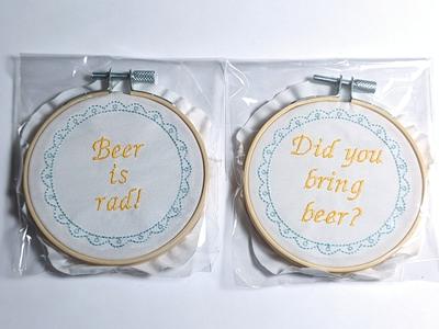 Upcycled Beer Themed Embroidery