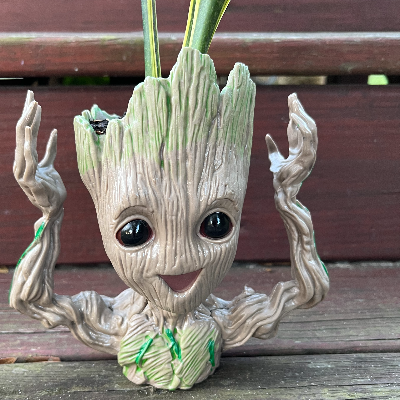 Surprised Groot Pot With Snake Plant