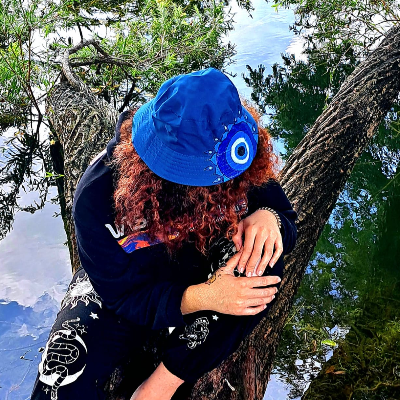 Hat Bucket Hand Painted Hat With Evil Eye & Mandala Decoration
