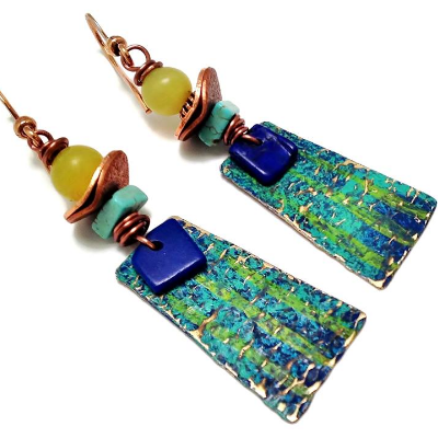 Custom Patina And Texture Earrings With Extras