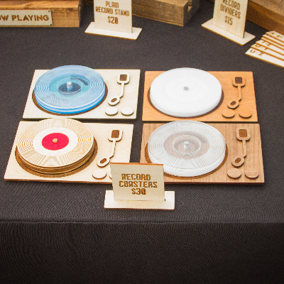 Vinyl Record Player Coaster Set