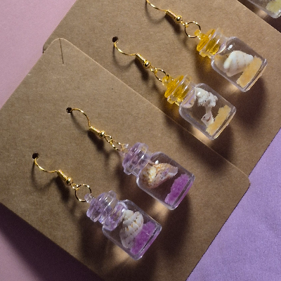 Shell In Bottle Glowing Earrings