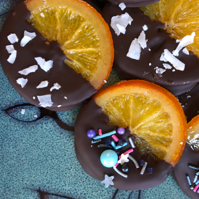 Candied Oranges Dipped In Chocolate
