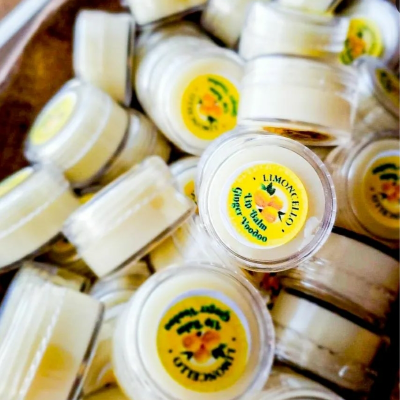Limoncello,  Just Peachy,  Sweet Mint And Toasted Organic Lip Balms