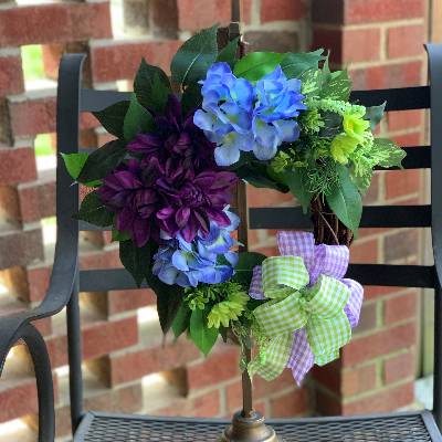 Small Grapevine Wreath With Dark Purple And Blue