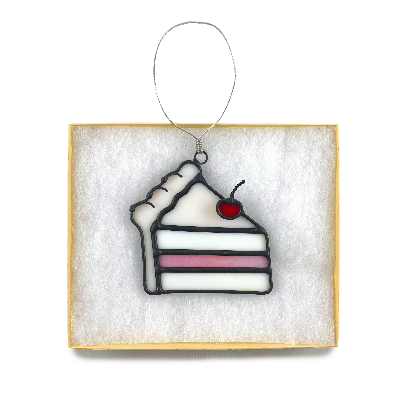 Stained Glass Cake Slice Ornament