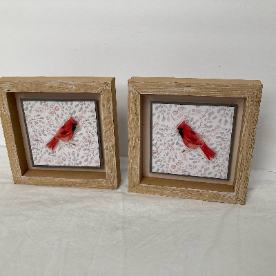 Cardinals In Wood Frame
