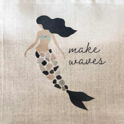 Hand-Dyed And Printed Mermaid Tote Bag