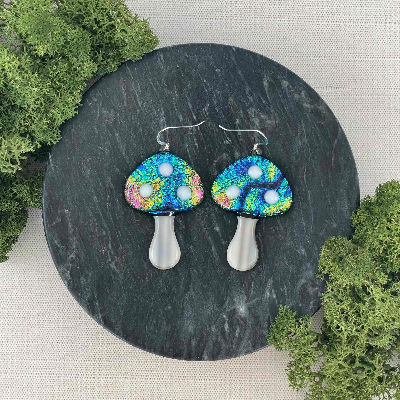 Xl Groovy Shrooms | Dichroic Mushroom Statement Earrings