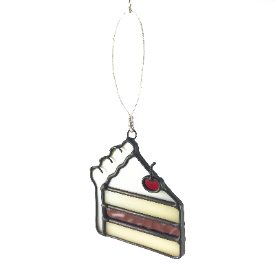 Stained Glass Cake Slice Ornament