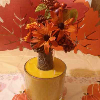 A Fall Floral/Candle Centerpiece
