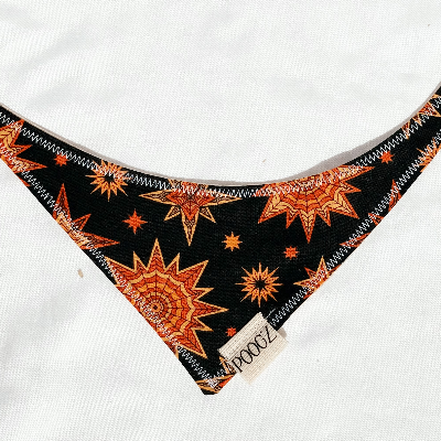 Dog Bandana, Orange Geometric Star Fall Print