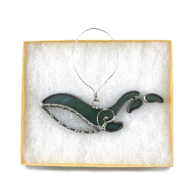 Stained Glass Whale Ornament