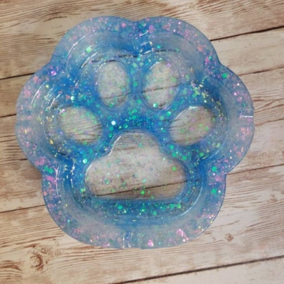 Glitter Paw Print Resin Ash Tray/Trinket Dish