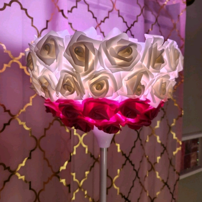 Pink & Ivory Rose White Floor Lamp. Glam Home Decor. Rose Lamp. Makeup Room Decor.