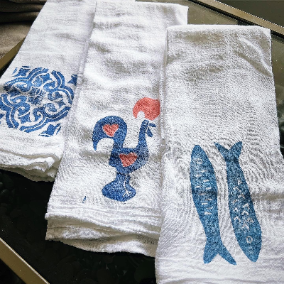 Hand Stamped Kitchen Towels