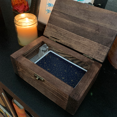 Wooden Box With Hinges And Latch Used For Tarot, Jewelry, Or Trinkets