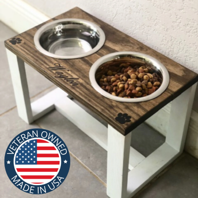 Farmhouse Dog Bowl Stand  Three Bowls - Davenport's Dogs - Marketspread