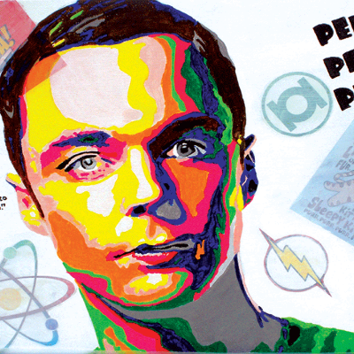 Bazinga - Original Acrylic Painting Of Sheldon From Big Bang Theory
