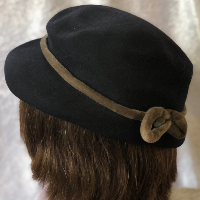 Navy Mushroom With Band And Back Bow