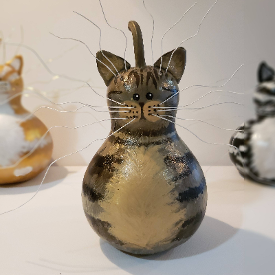 Hand Painted Custom Cat Gourd Statues