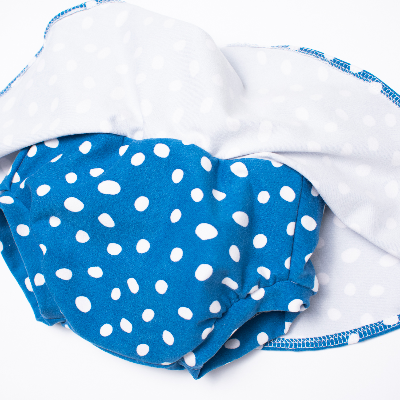 Blue Polka Dot Skirt With Twist Headband Set