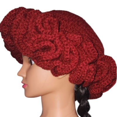 Silk Lined Bonnet Hat Handmade Ruffles Green And Pink Hair Protection With Unique Design