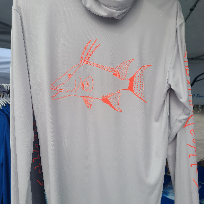 Unisex Upf50 Silver Moisture Wicking Hoodie With Hogfish Design