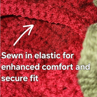 Handmade Crochet Hat With Ruffles Red+Green