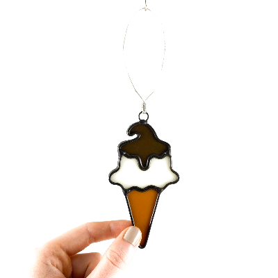 Stained Glass Ice Cream Cone Ornament