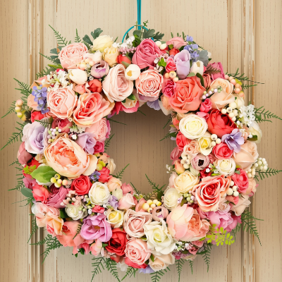 Small Pink Opulence Luxury Front Door Wreath I 20"